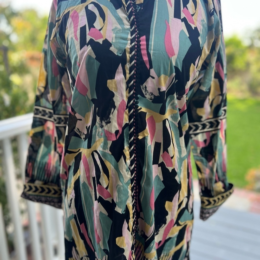 Pink and Green Bell Sleeve Resort Dress